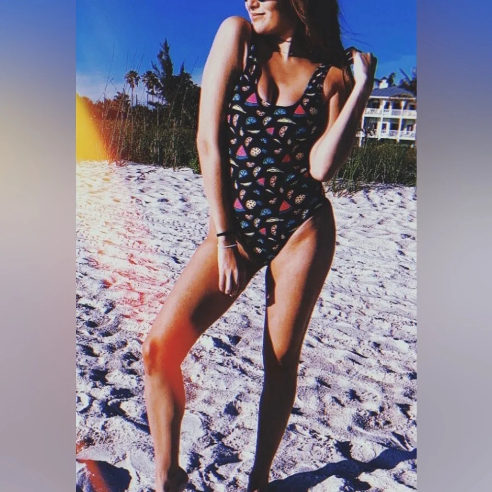 Antler & Wood Fruit Pattern swimsuit‎ NWT